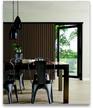 red vertical blinds
